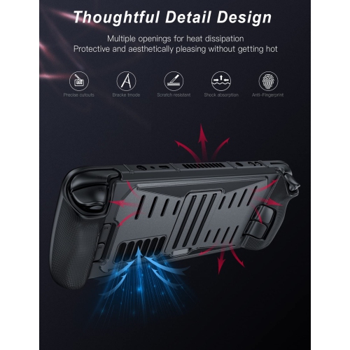 Case for Steam Deck 2021 Release, Full Body TPU+PC Protective Case Cover with Kickstand, Shockproof Non-Slip Anti-Collision Accessories Skin for