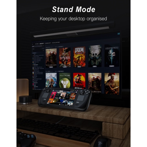 Case for Steam Deck 2021 Release, Full Body TPU+PC Protective Case Cover with Kickstand, Shockproof Non-Slip Anti-Collision Accessories Skin for