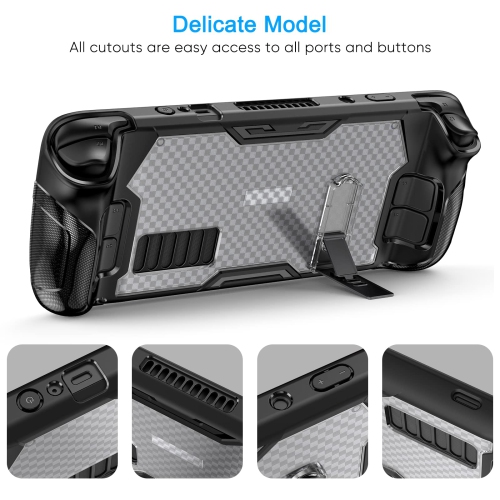 Protective Case Stand for Valve Steam Deck with 2 Screen Protectors, TPU+PC Protector Cover Kickstand Accessories Kit with Glass Film for Steam Deck,