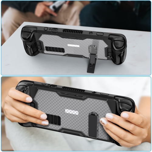 Protective Case Stand for Valve Steam Deck with 2 Screen Protectors, TPU+PC Protector Cover Kickstand Accessories Kit with Glass Film for Steam Deck,