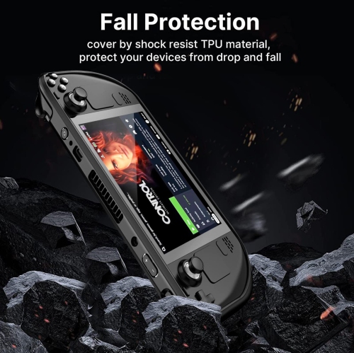 Kickstand Protective Case for Steam Deck PC+TPU Cover Protector Case with Stand Base Tempered Glass Screen Protector Accessories, Shock-Absorption,