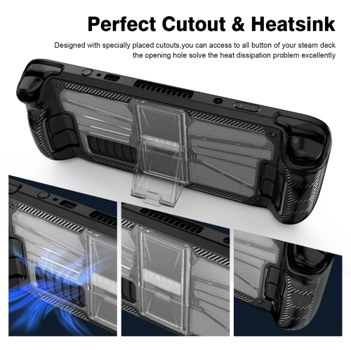 Kickstand Protective Case for Steam Deck PC+TPU Cover Protector Case with Stand Base Tempered Glass Screen Protector Accessories, Shock-Absorption,