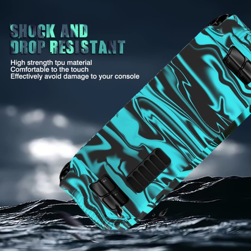 Stripe Steam Deck Protective Case Silicone Soft Shell Shockproof Cover Full Protection Non-Slip Scratch Resistant Skin - Blue and Black