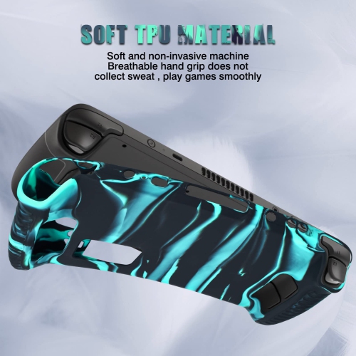 Stripe Steam Deck Protective Case Silicone Soft Shell Shockproof Cover Full Protection Non-Slip Scratch Resistant Skin - Blue and Black