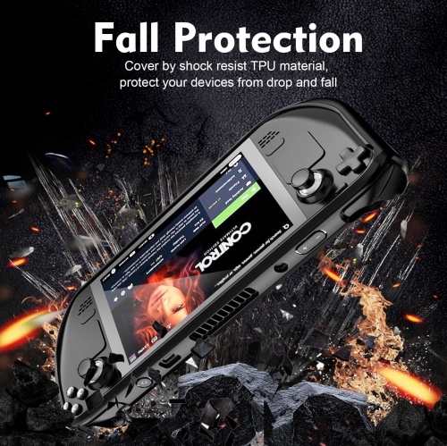 Steam Deck Case with Kickstand, PC+TPU Protective Case Cover Protector Case with Stand Base for Stream Deck, Shock-Absorption, Non-Slip and