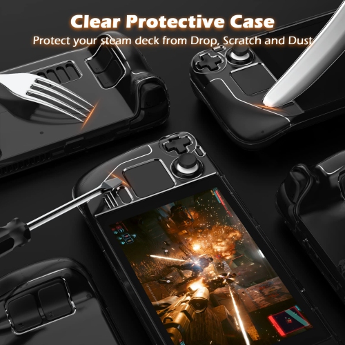 Kickstand Protective Case for Steam Deck, Cover Protector with Stand Base, Full Protective Cover Case Compatible with Vavle Steam Deck Accessories,