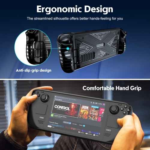Étui pour Steam Deck, Étui protecteur en TPUR compatible avec Steam Deck, absorption des chocs, protection antidérapante et antirayure, accessoires