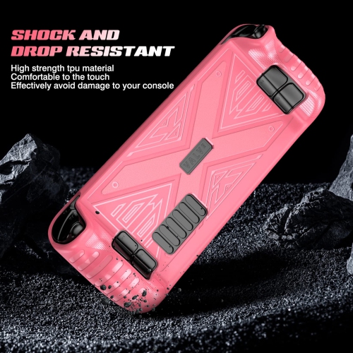 X Texture Steam Deck Protective Case Soft TPU Cover Shock-Absorption Anti-Scratch Shell Cool Durable Skin Ergonomics Non-Slip Grip - X Frosted Rose