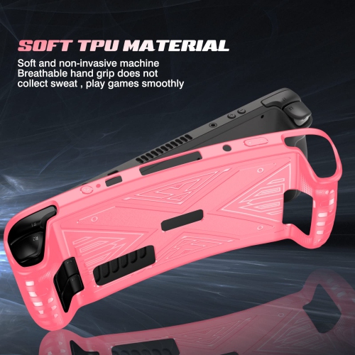 X Texture Steam Deck Protective Case Soft TPU Cover Shock-Absorption Anti-Scratch Shell Cool Durable Skin Ergonomics Non-Slip Grip - X Frosted Rose