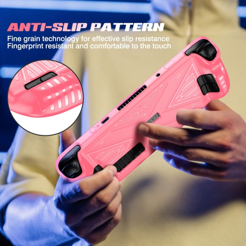 X Texture Steam Deck Protective Case Soft TPU Cover Shock-Absorption Anti-Scratch Shell Cool Durable Skin Ergonomics Non-Slip Grip - X Frosted Rose