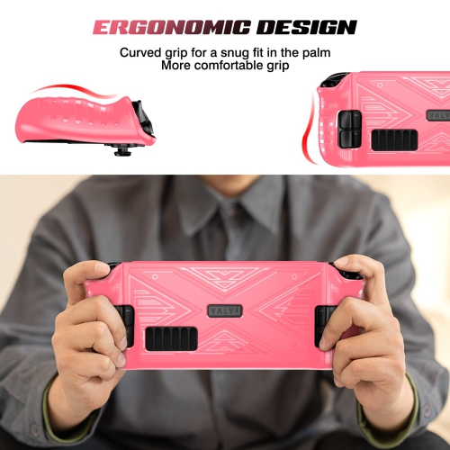 X Texture Steam Deck Protective Case Soft TPU Cover Shock-Absorption Anti-Scratch Shell Cool Durable Skin Ergonomics Non-Slip Grip - X Frosted Rose