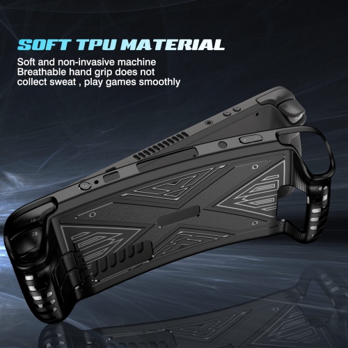 X texture Étui de protection Steam Deck Étui souple en TPUR antichoc coque antirayure Cool Skin durable ergonomique prise antidérapante - X noir givré