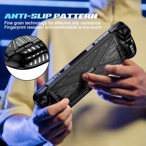 X texture Étui de protection Steam Deck Étui souple en TPUR antichoc coque antirayure Cool Skin durable ergonomique prise antidérapante - X noir givré