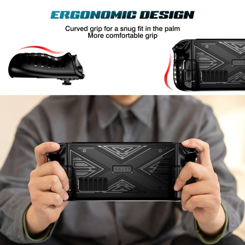 X texture Étui de protection Steam Deck Étui souple en TPUR antichoc coque antirayure Cool Skin durable ergonomique prise antidérapante - X noir givré