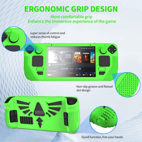 Protective Case for Steam Deck, Thickened Silicone Cover with 4 Rocker Caps, Features Thick Silicone Full Protection, Shock Absorption and Scratch