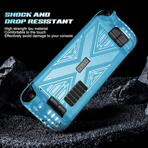 X Texture Steam Deck Protective Case Soft TPU Cover Shock-Absorption Anti-Scratch Shell Cool Durable Skin Ergonomics Non-Slip Grip - X Frosted Blue