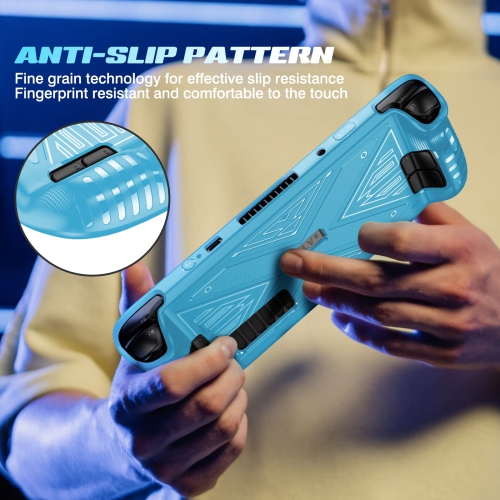 X Texture Steam Deck Protective Case Soft TPU Cover Shock-Absorption Anti-Scratch Shell Cool Durable Skin Ergonomics Non-Slip Grip - X Frosted Blue