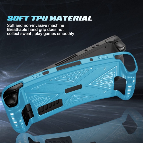 X Texture Steam Deck Protective Case Soft TPU Cover Shock-Absorption Anti-Scratch Shell Cool Durable Skin Ergonomics Non-Slip Grip - X Frosted Blue