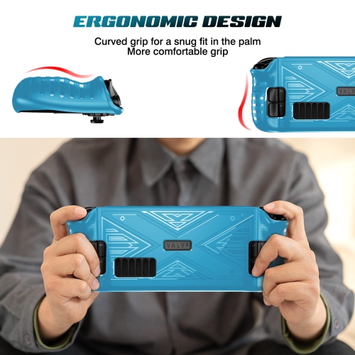 X Texture Steam Deck Protective Case Soft TPU Cover Shock-Absorption Anti-Scratch Shell Cool Durable Skin Ergonomics Non-Slip Grip - X Frosted Blue