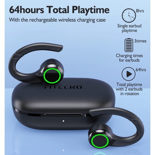 Wireless Earbuds Bluetooth V5.2 Earbuds Built-in 4 Mic Bluetooth Headphones in-Ear Stereo Wireless Earphones 64H Total Playtime with Charging Case