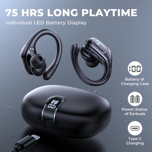 Wireless Earbuds,Ture Wireless Bluetooth 5.3 Earbuds,75H Playtime IPX7 Waterproof Headphones with Charging Case & CVC 8.0 Noise Cancelling Mic in-Ear