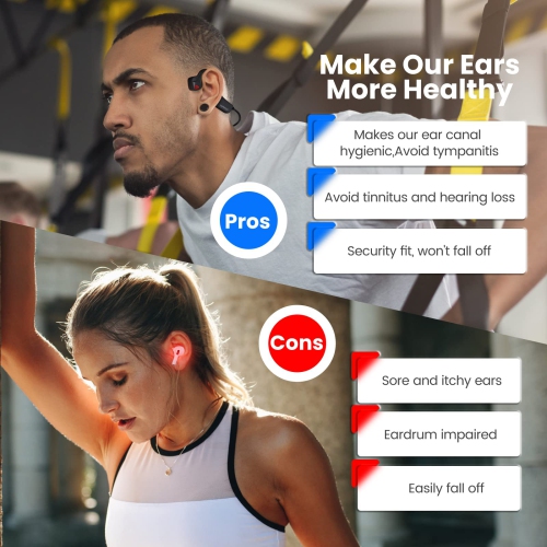 Bone Conduction Headphones Bluetooth 5.0, Open Ear Headphones with mic Wireless Bluetooth, Lightweight-Waterproof headsets for Sports Fitness and