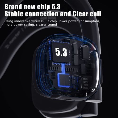 Bone Conduction Headphones Wireless Bluetooth 5.3 Open-Ear Headphones with Mic, Up to 8 Hours Playtime, IPX6 Waterproof Headset Sport Earphones for