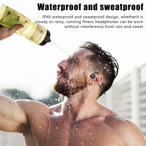 Bone Conduction Headphones Wireless Bluetooth 5.3 Open-Ear Headphones with Mic, Up to 8 Hours Playtime, IPX6 Waterproof Headset Sport Earphones for