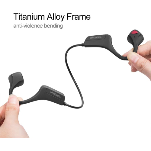 Écouteurs sans fil Bluetooth 5,2 à conduction osseuse, micro intégré, casque sport IP54 résistant à la sueur pour la course et le vélo - Noir