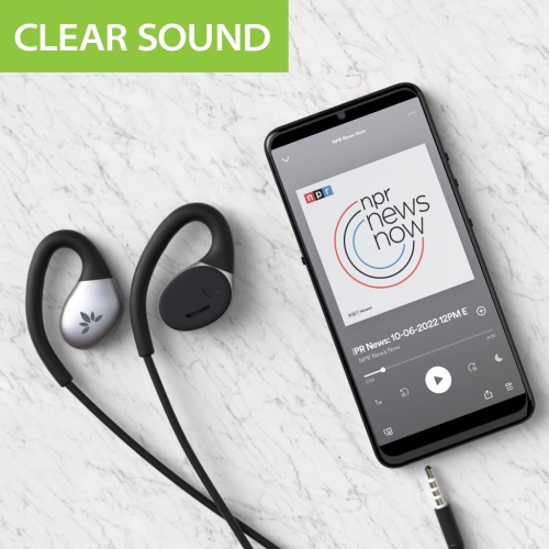 Wired Open-Ear Earbuds & Microphone for Music & Calls with in-Line Controls, Surroundings Awareness, 3.5mm AUX Jack, and Wrap Around Over-Ear Hook