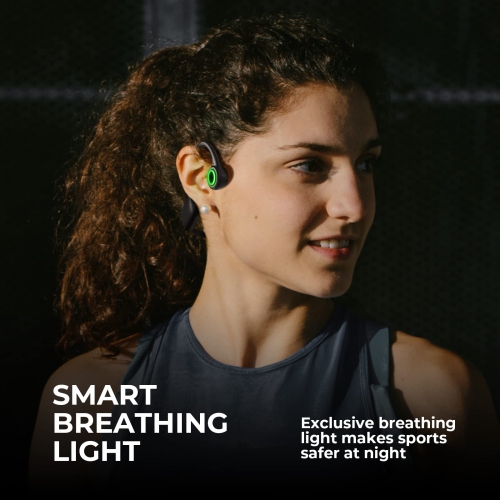 Bone Conduction Headphones, Running Headphones Open Ear Headphones with Cool Smart Breathing Light, IPX7 Waterproof Sweatproof Workout Headphones