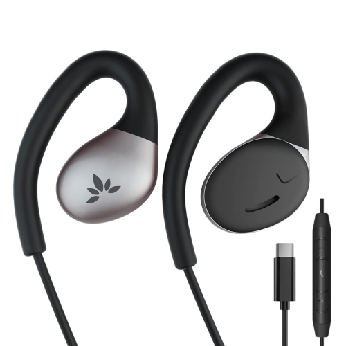 HLD USB C Wired Open-Ear Earphones & Microphone With In-Line Controls & Over-Ear Hooks, Headphones Compatible With Samsung, Lg, Google, Oneplus, And Other Type C Smartphones