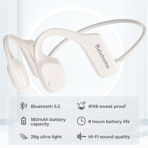 Open Ear Headphones Bluetooth 5.2, Air Conduction Headphones, Wireless Headphones with Microphone, Sweat Resistant Sports Headphones, Air Conduction