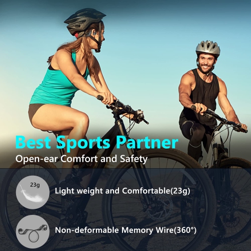 Open Ear Headphones, 2023 Upgraded Air Conduction Bluetooth Headset with Built-in Microphones, 10 Hrs Playtime, Waterproof Wireless Earphones for