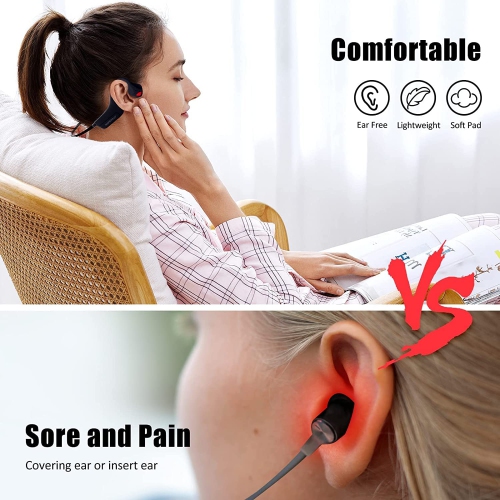 Écouteurs Bluetooth à conduction osseuse, sans fil avec microphones, résistant à la sueur légère titane, répondre à un appel casque de sport pour la
