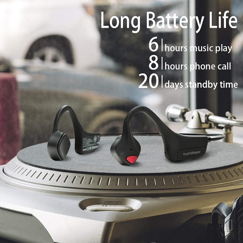 Écouteurs Bluetooth à conduction osseuse, sans fil avec microphones, résistant à la sueur légère titane, répondre à un appel casque de sport pour la