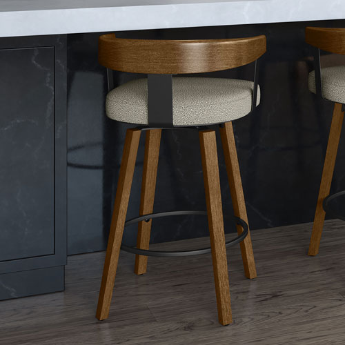 Cohen Contemporary Counter Height Barstool - Beige Grey Bouclé/Light Brown