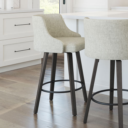 Ramon Traditional Counter Height Barstool - Beige/Dark Grey Brown