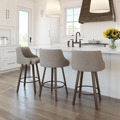 Ramon Traditional Counter Height Barstool - Beige Brown Woven/Brown
