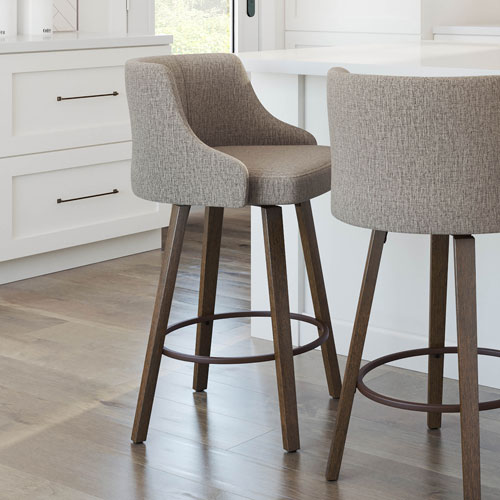Ramon Traditional Bar Height Barstool - Beige Brown Woven/Brown