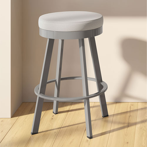 Swice Modern Polyester Counter Height Barstool - Light Grey/Metallic Grey