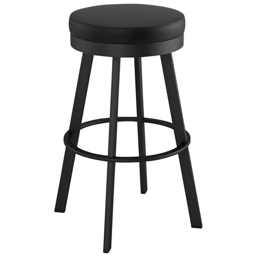 Swice Modern Faux Leather Counter Height Barstool - Black/Black