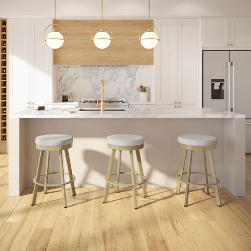 Swice Modern Polyester Counter Height Barstool - Light Grey/Golden