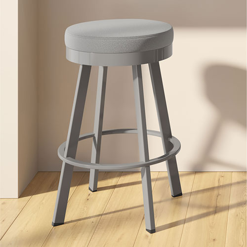 Swice Modern Polyester Bar Height Barstool - Grey/Metallic Grey