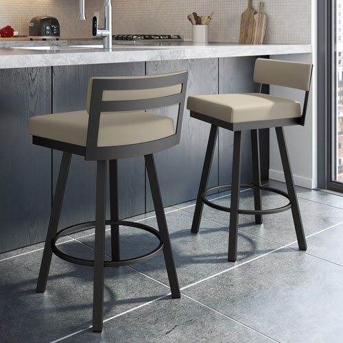 Travis Contemporary Counter Height Barstool - Greige/Black