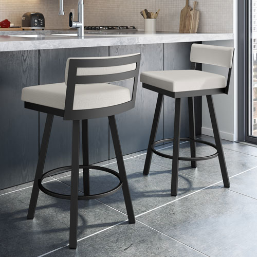 Travis Contemporary Bar Height Barstool - Grey Beige/Black