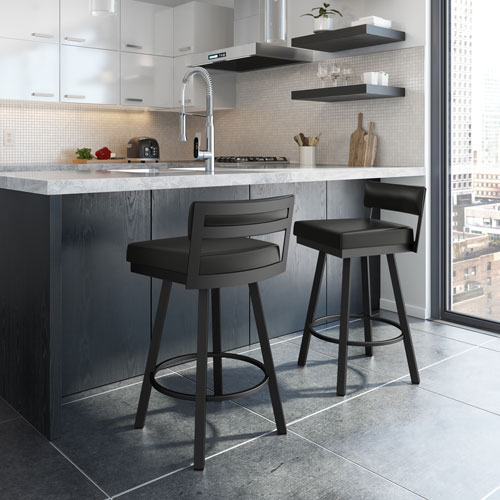 Travis Contemporary Bar Height Barstool - Black/Black