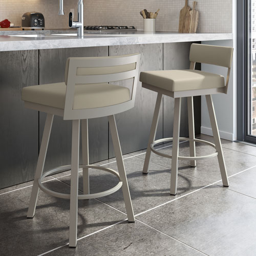 Travis Contemporary Bar Height Barstool - Greige/Grey
