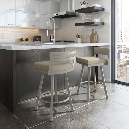 Travis Contemporary Bar Height Barstool - Greige/Grey