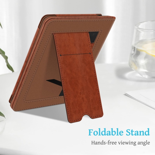 Stand Case for 6.8" Kindle Paperwhite and Kindle Paperwhite Signature Edition - Premium PU Leather Sleeve Cover with Card Slot and Hand Strap
